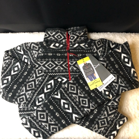 🆕 EDDIE BAUER Women's Black/White Quest Fleece 1/4 Zip Pullover Jacket, Small - Picture 5 of 6